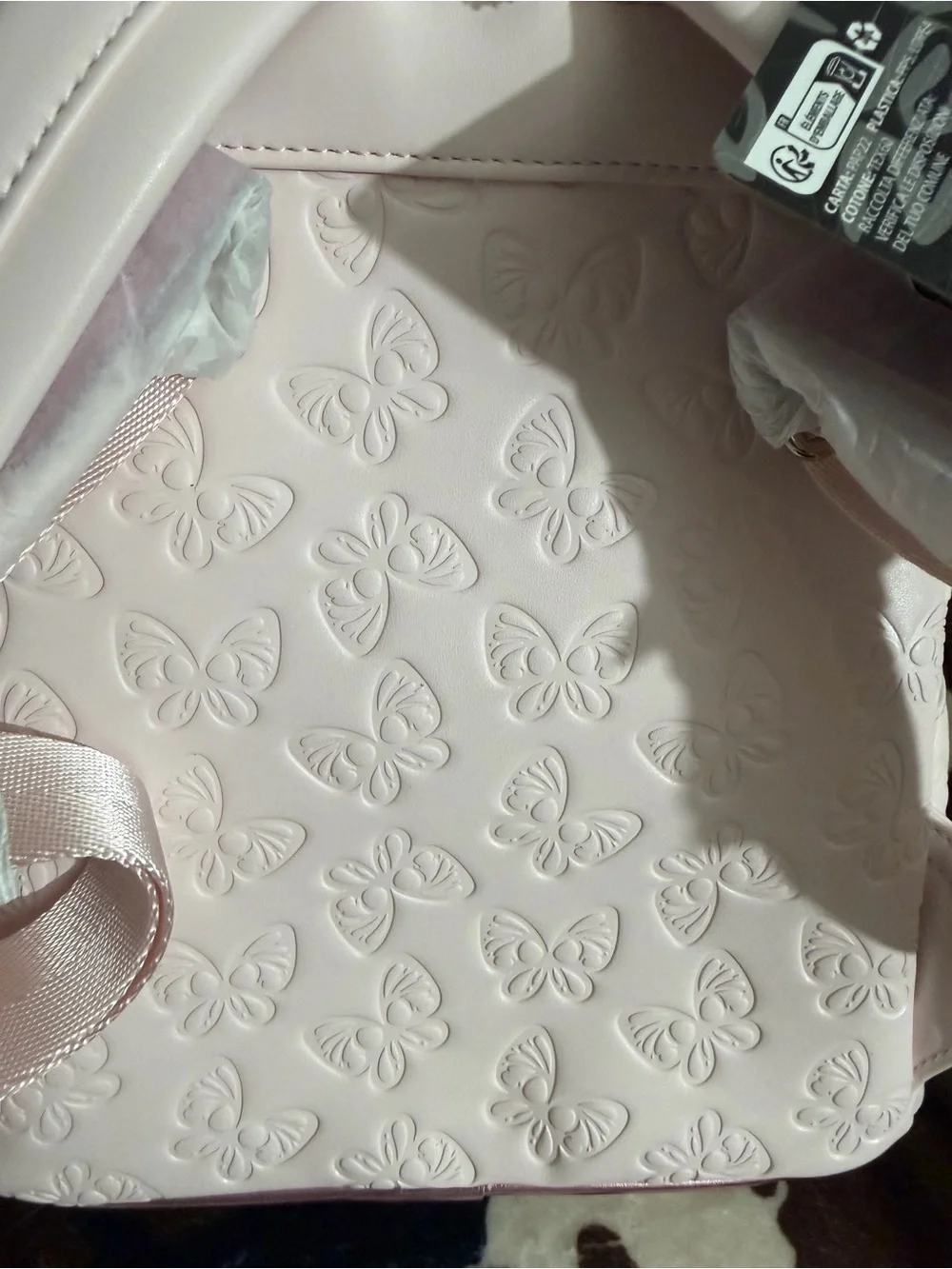 Loungefly White and Metallic Pink Butterfly Mini Backpack